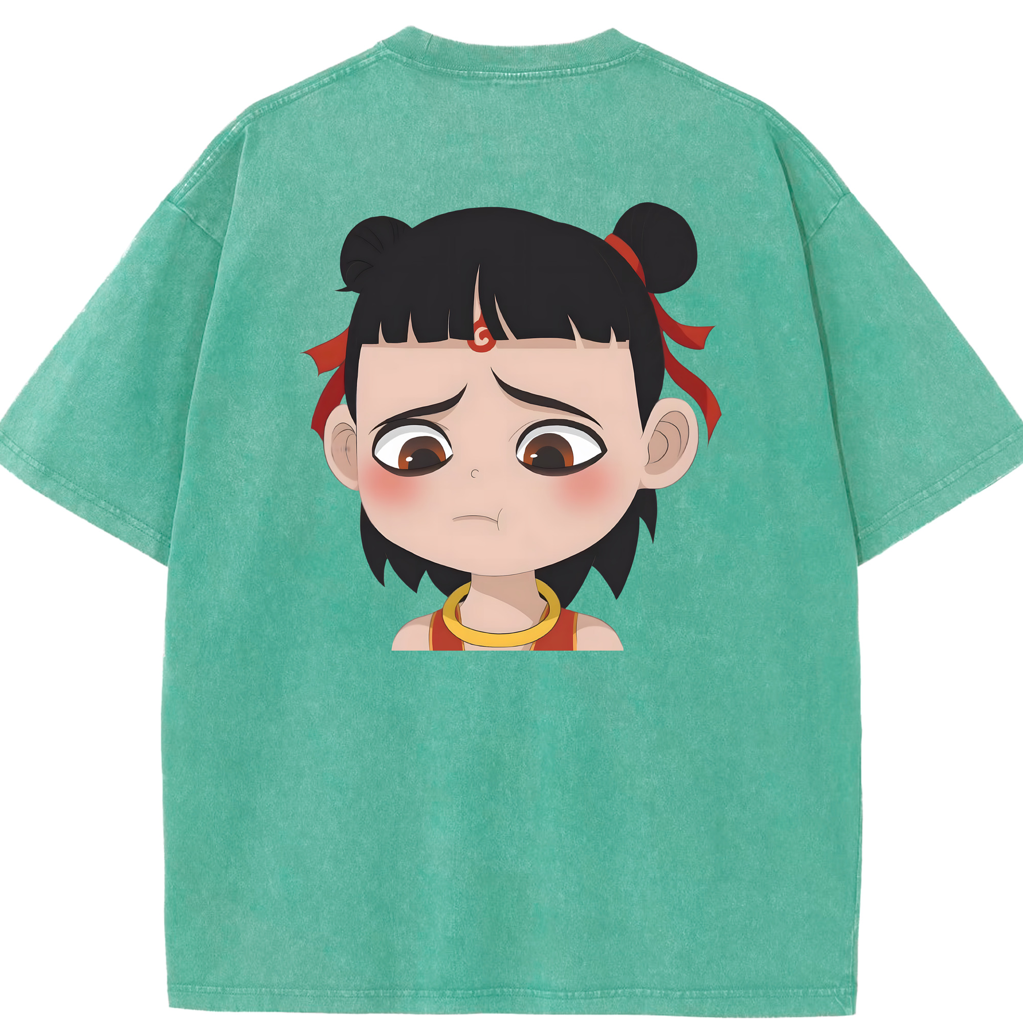 （画像用） Ne Zha 2 ナタ 魔童の大暴れ 綿100% ヴィンテージ風 半袖Tシャツ（背面プリント）